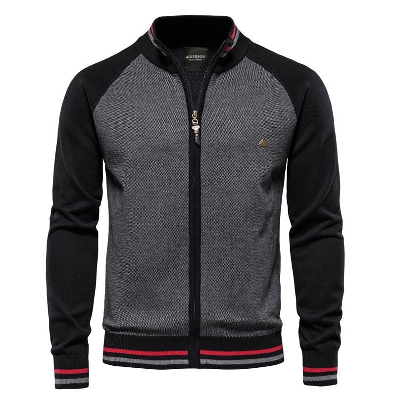 Herren-Sweatshirt mit Reißverschluss – Leicht – Durchgehender Reißverschluss – Sommerjacke – Herrenbekleidung-Schwarz-S-Chaps Herrenmode