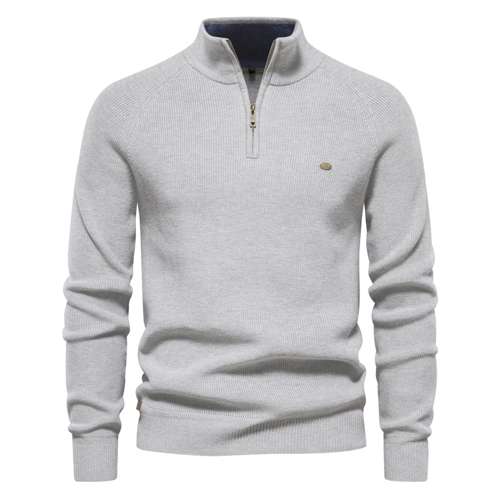 Herren-Sweatshirts mit durchgehendem Reißverschluss | Langarm-Sweatshirts | Strickpullover | Poloshirts | Herren-Sweatshirts mit halbem Reißverschluss-Grau-S-Chaps Herrenmode