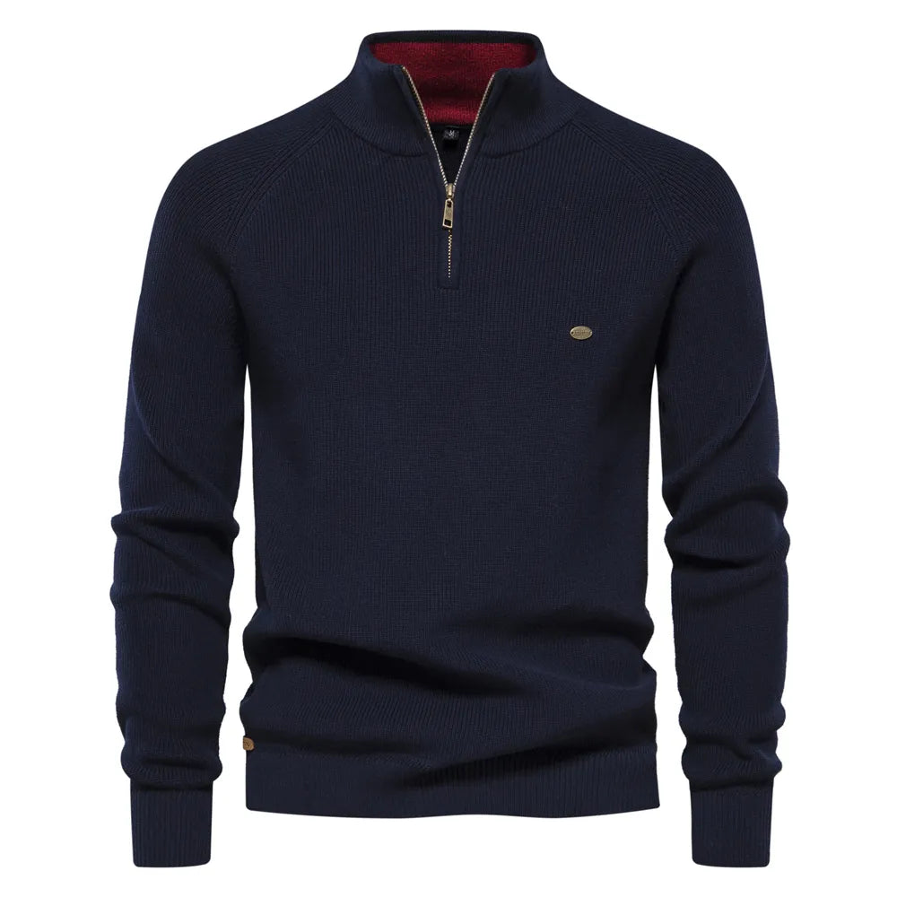 Herren-Sweatshirts mit durchgehendem Reißverschluss | Langarm-Sweatshirts | Strickpullover | Poloshirts | Herren-Sweatshirts mit halbem Reißverschluss-Marineblau-S-Chaps Herrenmode