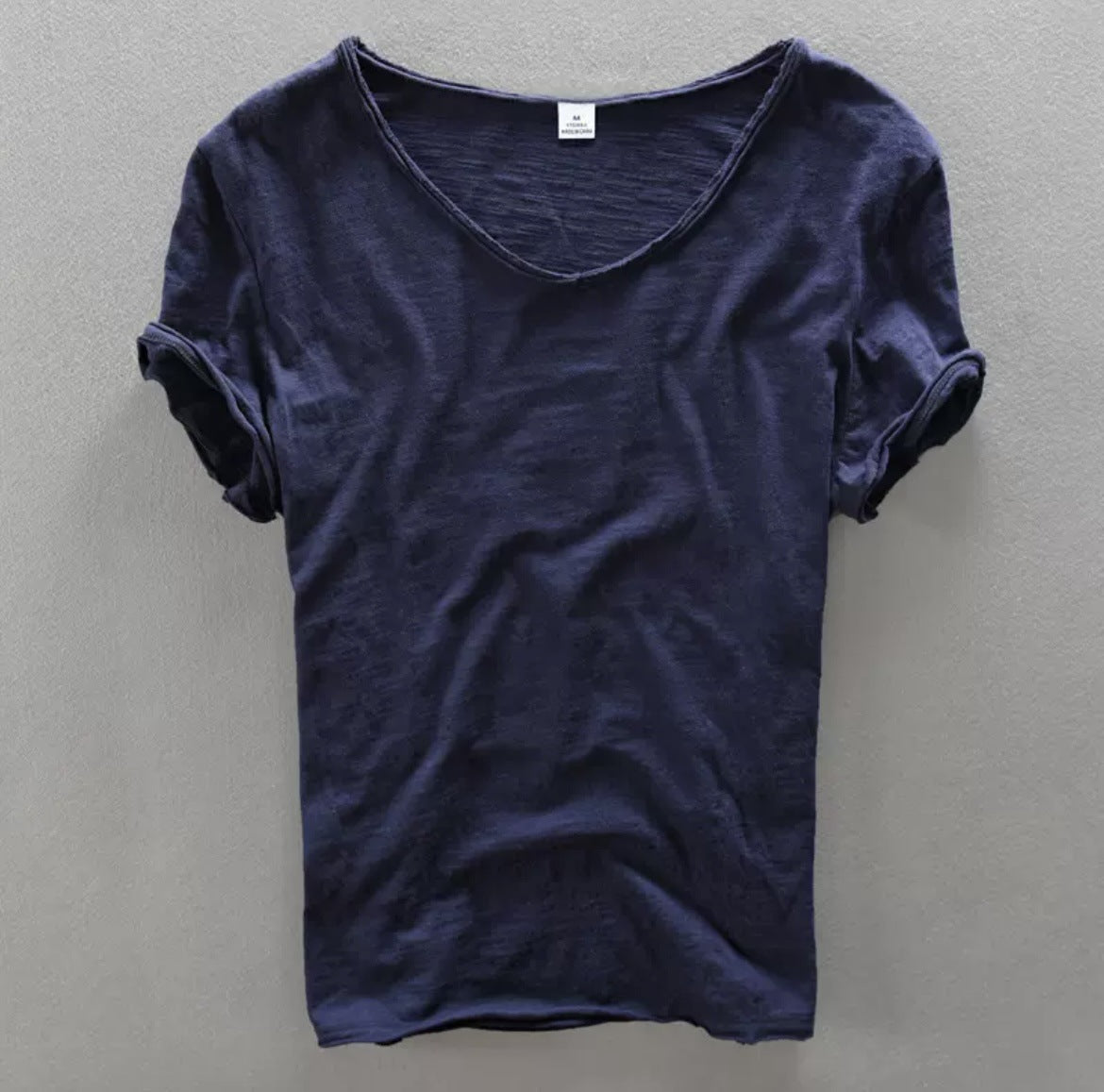Herren-T-Shirt | Baumwolle | Leicht | T-Shirt mit V-Ausschnitt | Herrenbekleidung-Marineblau-XS-Chaps Herrenmode