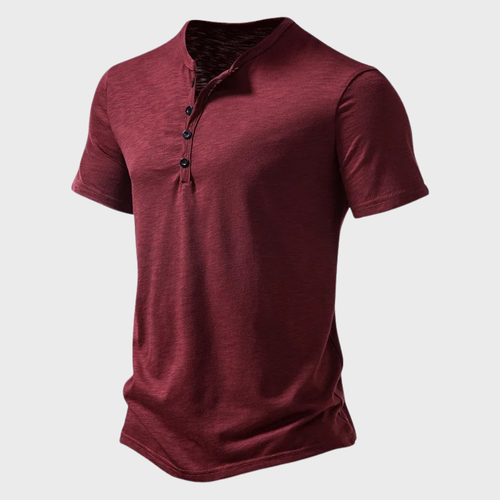 Herren T-Shirt - Knopfleiste - Leichtgewicht - Schlichtes T-Shirt - Herrenbekleidung-Chaps Herrenmode