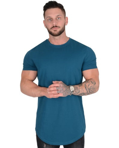 Herren-T-Shirt – Kurzarm – nahtlos – Rundhalsausschnitt – Herrenbekleidung-Blau-M-Chaps Herrenmode