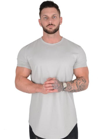 Herren-T-Shirt – Kurzarm – nahtlos – Rundhalsausschnitt – Herrenbekleidung-Grau-M-Chaps Herrenmode
