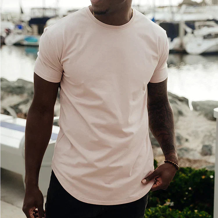 Herren-T-Shirt – Kurzarm – nahtlos – Rundhalsausschnitt – Herrenbekleidung-Rosa-M-Chaps Herrenmode