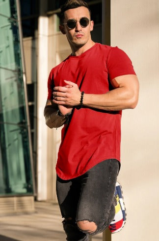 Herren-T-Shirt – Kurzarm – nahtlos – Rundhalsausschnitt – Herrenbekleidung-Rot-M-Chaps Herrenmode