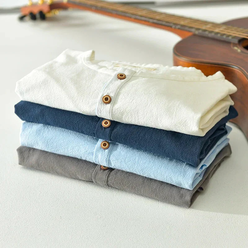 Herren-T-Shirt - Leichtes Kurzarm-T-Shirt aus Baumwolle und Leinen-Chaps Herrenmode