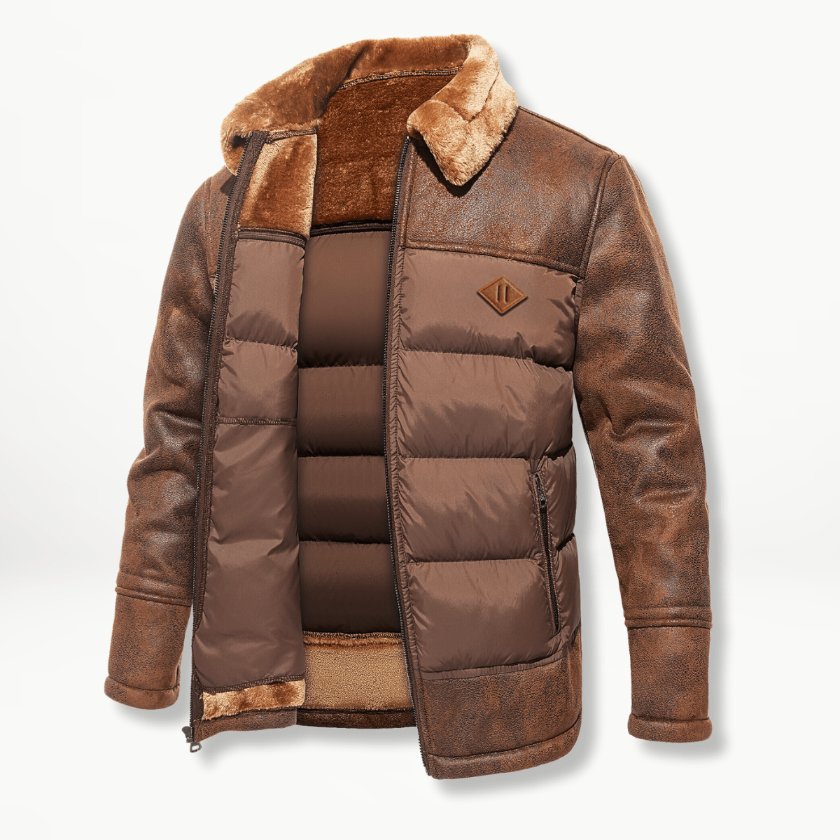 Herren Winterjacke | Gefüttert | Pelzkragen | Pufferjacke | Daunenjacke-Chaps Herrenmode