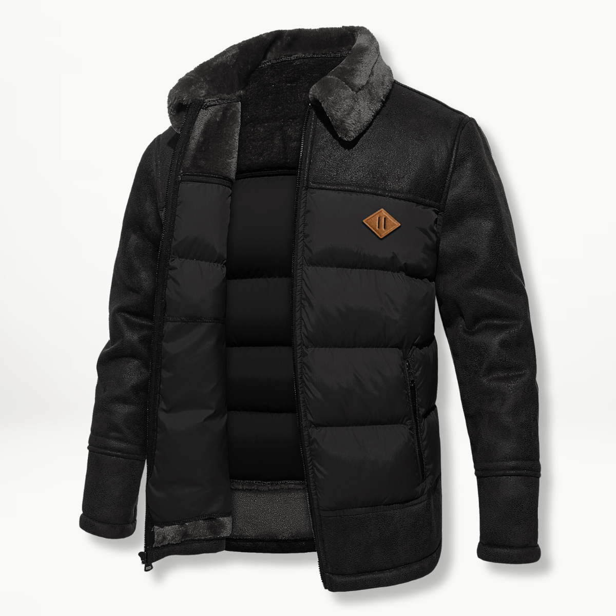 Herren Winterjacke | Gefüttert | Pelzkragen | Pufferjacke | Daunenjacke-Chaps Herrenmode