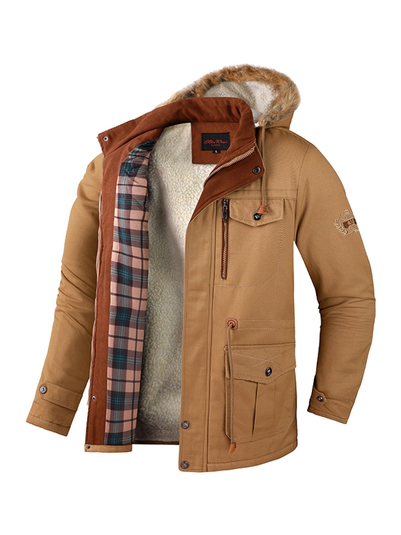 Herren-Winterjacke | Warm | Mit Kapuze | Winterparka | Jacke mit Sher-Chaps Herrenmode