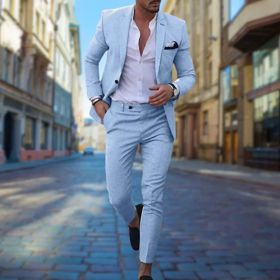 Herrenanzug | Maßgeschneidert | Zweiteiler | Slim-Fit-Anzug | Hochzeitsanzüge für Herren-Blau-M-Chaps Herrenmode