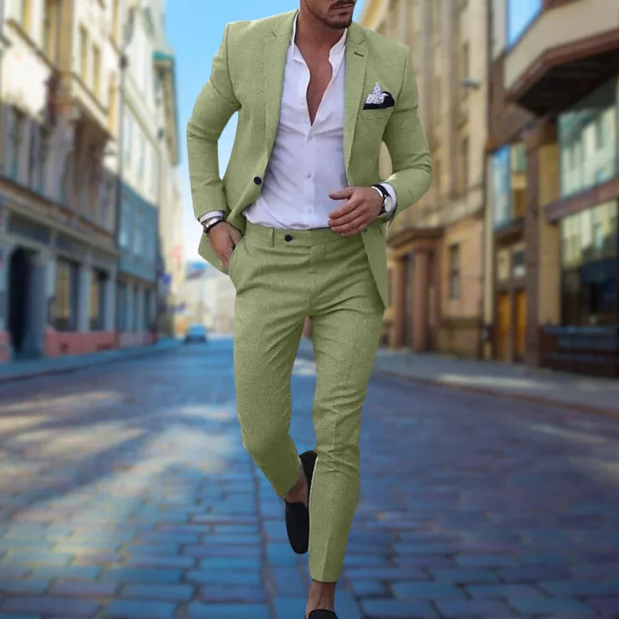 Herrenanzug | Maßgeschneidert | Zweiteiler | Slim-Fit-Anzug | Hochzeitsanzüge für Herren-Hellgrün-M-Chaps Herrenmode