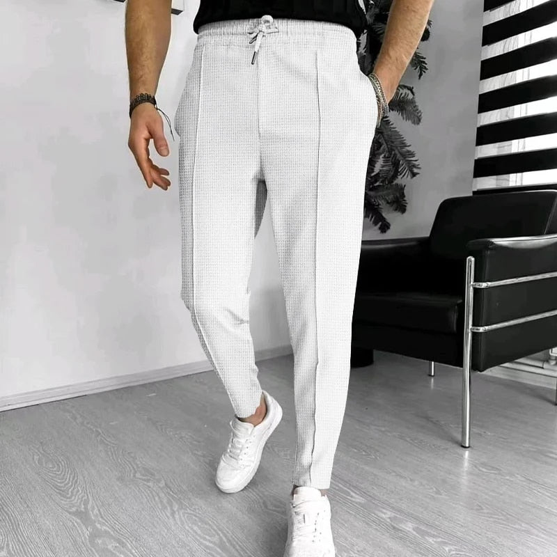 Herrenhose - Elastische Taille - Kordelzug - Freizeithose - Stylische Jogger-Weiß-S-Chaps Herrenmode