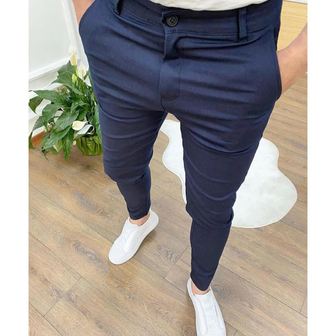 Herrenhosen - Baumwolle - Bequem - Modische Herrenhosen - Slim Fit Pants-Blau-S-Chaps Herrenmode
