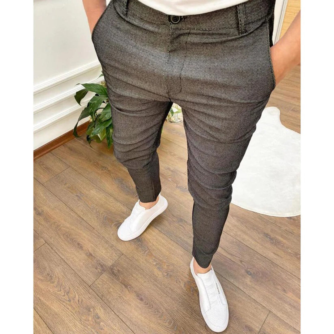 Herrenhosen - Baumwolle - Bequem - Modische Herrenhosen - Slim Fit Pants-Dunkelgrau-S-Chaps Herrenmode