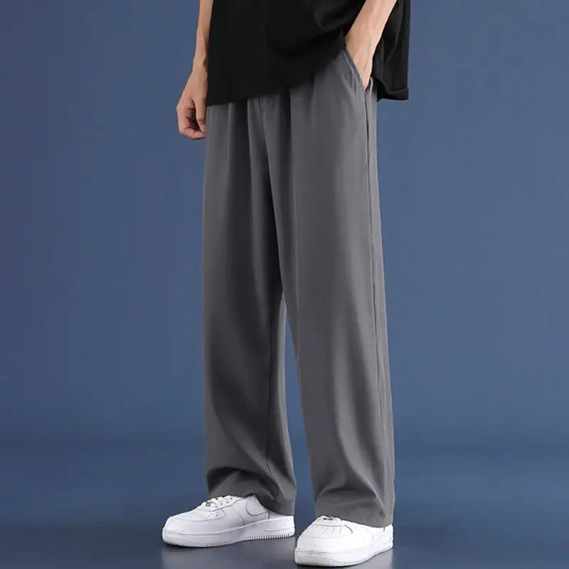 Herrenhosen | Casual | Loose Fit | Straight Leg Pants | Wide Leg Joggers-Dunkelgrau-M-Chaps Herrenmode