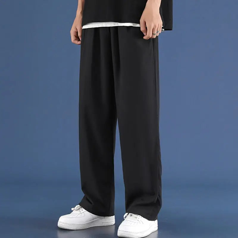 Herrenhosen | Casual | Loose Fit | Straight Leg Pants | Wide Leg Joggers-Schwarz-M-Chaps Herrenmode