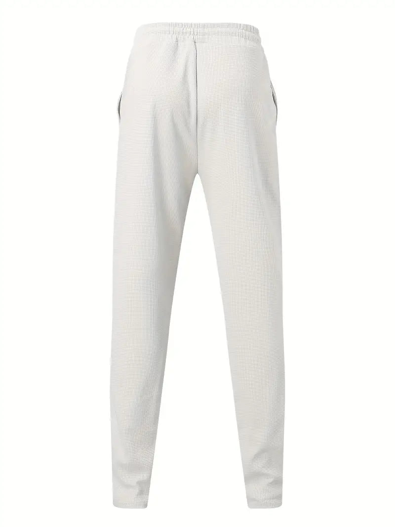 Herrenhosen - Elastischer Bund - Kordelzug - Slim Fit Jogger - Waffelhosen-Chaps Herrenmode