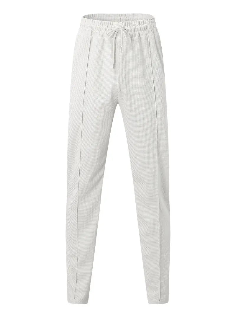 Herrenhosen - Elastischer Bund - Kordelzug - Slim Fit Jogger - Waffelhosen-Chaps Herrenmode