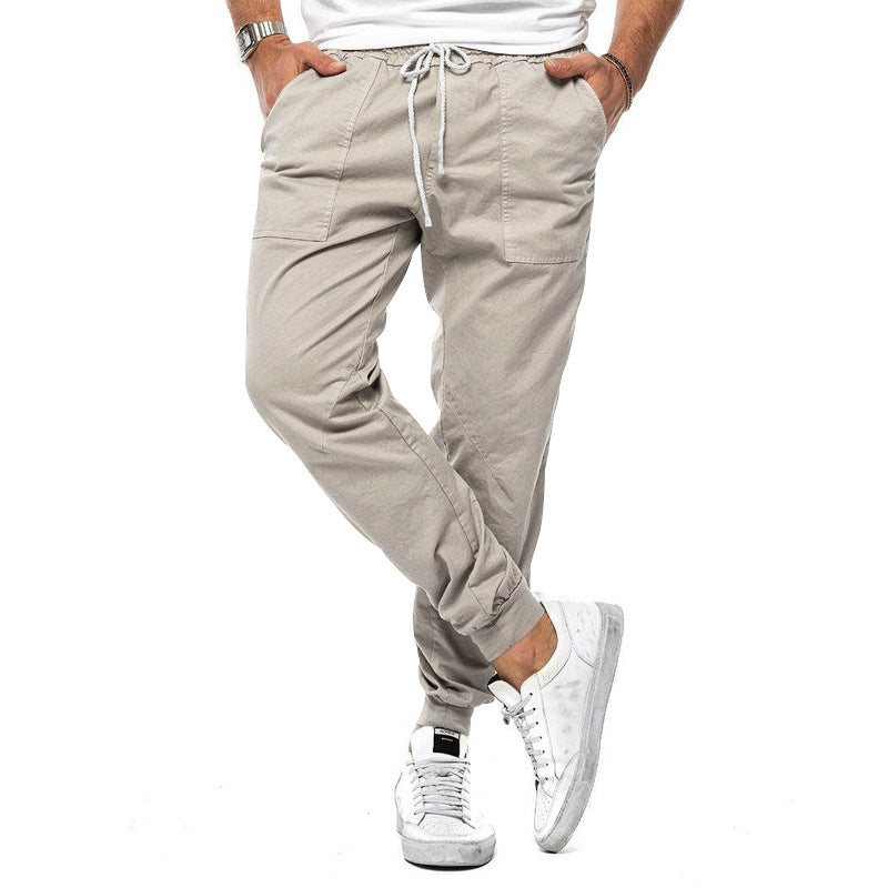 Herrenhosen | Kordelzug | Taschen | Jogger | Freizeithosen-Beige-XS-Chaps Herrenmode