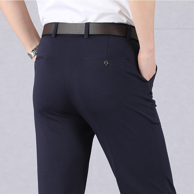 Herrenhosen – Smart Casual – Schmaler Schnitt – Stretchhosen – Anzughosen-Blau-29-Chaps Herrenmode