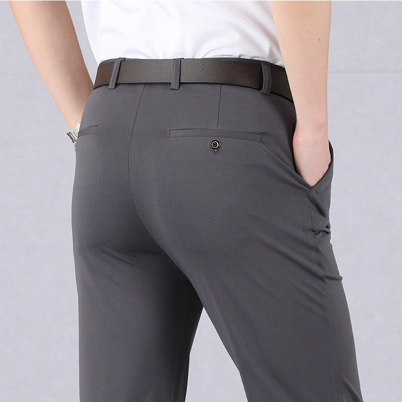 Herrenhosen – Smart Casual – Schmaler Schnitt – Stretchhosen – Anzughosen-Grau-29-Chaps Herrenmode