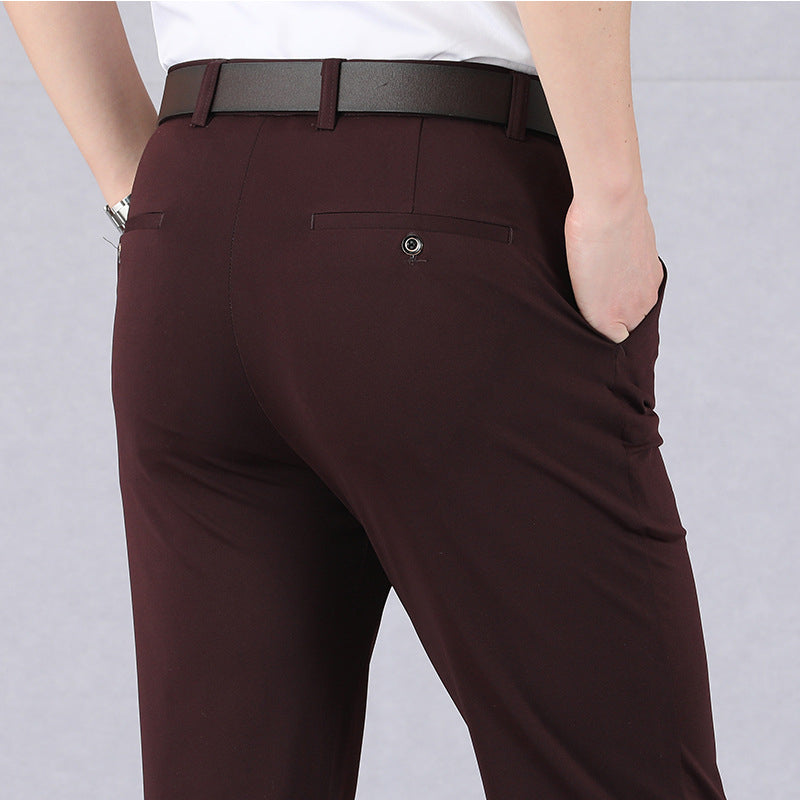 Herrenhosen – Smart Casual – Schmaler Schnitt – Stretchhosen – Anzughosen-Rot-29-Chaps Herrenmode