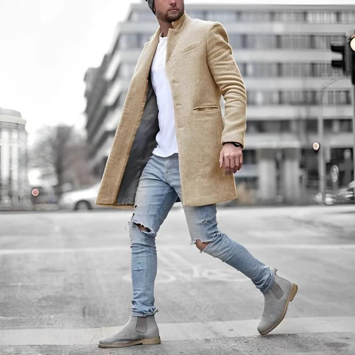 Herrenjacke | Button-Up | Stilvoll | Herbstjacke | Trenchcoat-Beige-S-Chaps Herrenmode