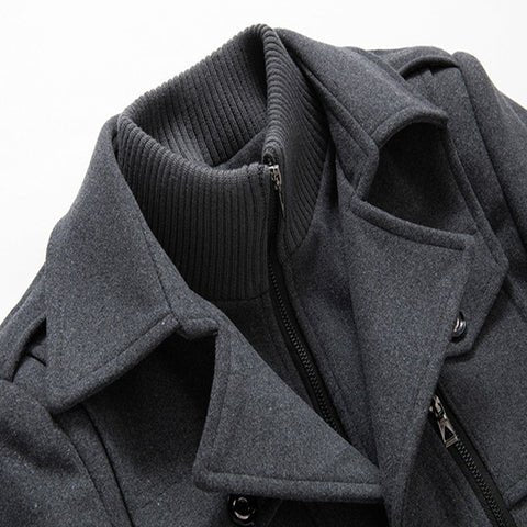Herrenjacke – Reißverschluss – Einreihig – Wollmantel – Winterjacke-Chaps Herrenmode