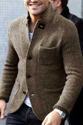 Herrenjacke | Retro | Einreihig | Blazerjacke | Tweedjacke-Khaki-S-Chaps Herrenmode