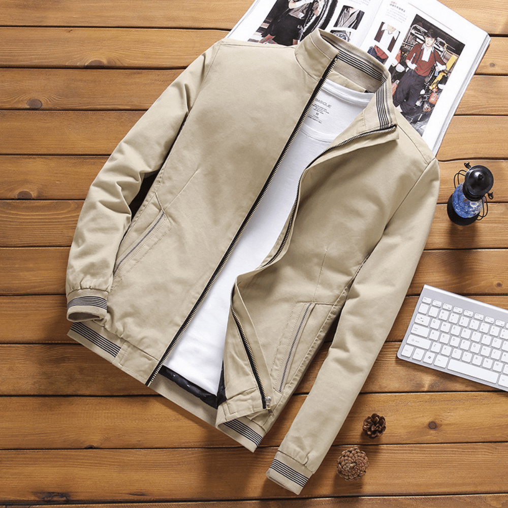 Herrenjacke | Zip-Up | Stehkragen | Harrington Jacke | Sommerjacke-Weiß-S-Chaps Herrenmode