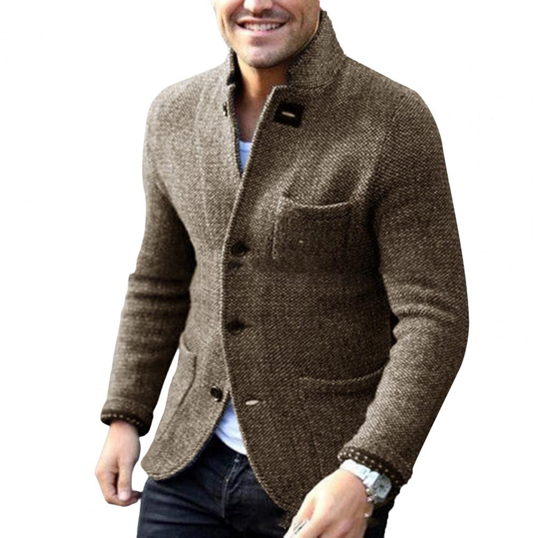 Herrenjacke | mit Knöpfen | Taschen | Tweedjacke | Strickjacke-Khaki-S-Chaps Herrenmode