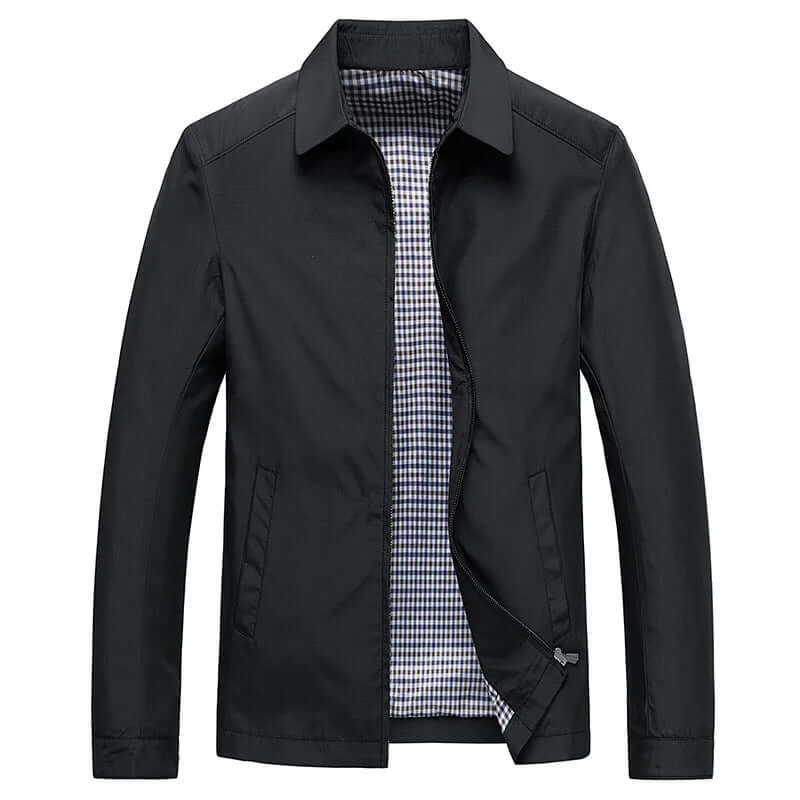 Herrenjacke – mit Reißverschluss – leicht – Harrington-Jacke – winddicht-Schwarz-M-Chaps Herrenmode