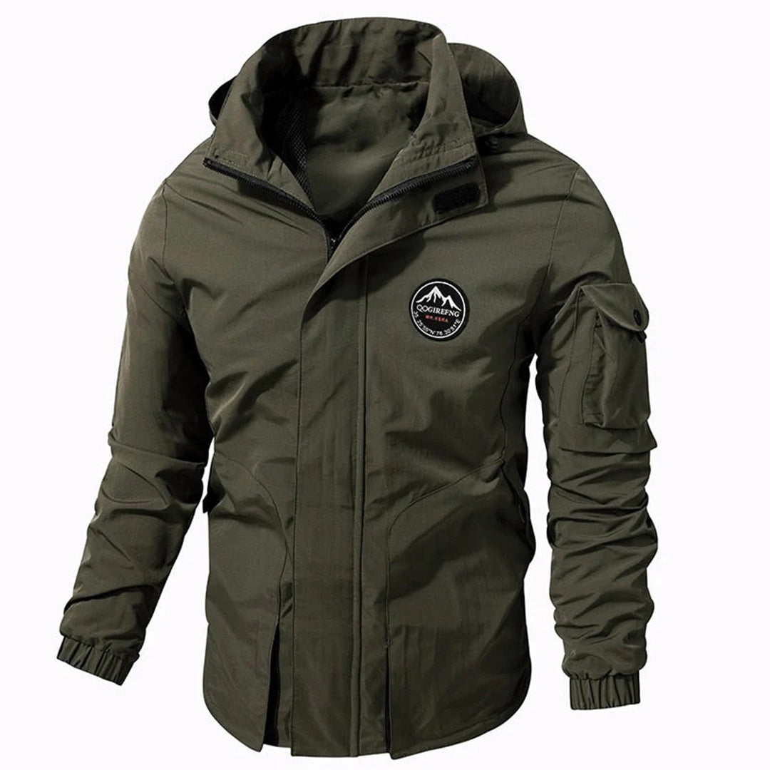 Herrenjacke – wasserdicht – mit Kapuze – Outdoorjacke – Windjacke-Armee grün-S-Chaps Herrenmode