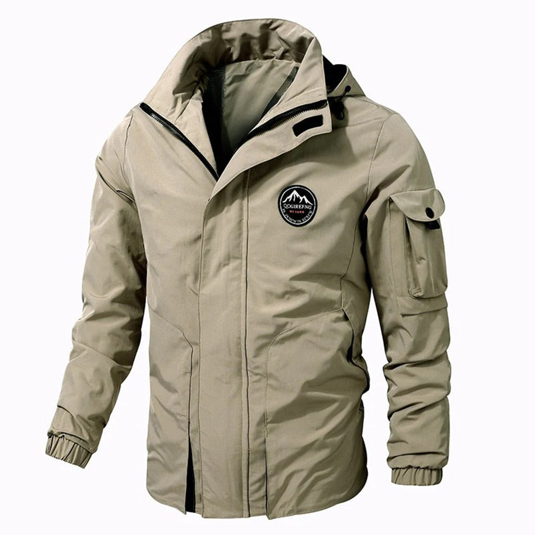 Herrenjacke – wasserdicht – mit Kapuze – Outdoorjacke – Windjacke-Khaki-S-Chaps Herrenmode