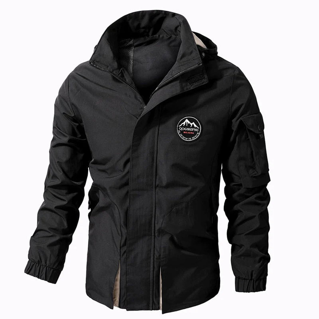 Herrenjacke – wasserdicht – mit Kapuze – Outdoorjacke – Windjacke-Schwarz-S-Chaps Herrenmode