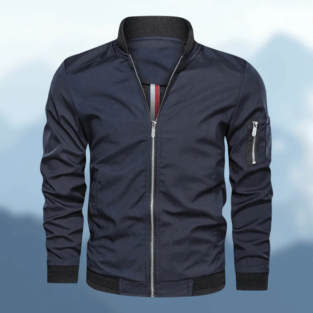Herrenjacke – winddichte Herbst-Bomberjacke mit Reißverschluss-Blau-M-Chaps Herrenmode