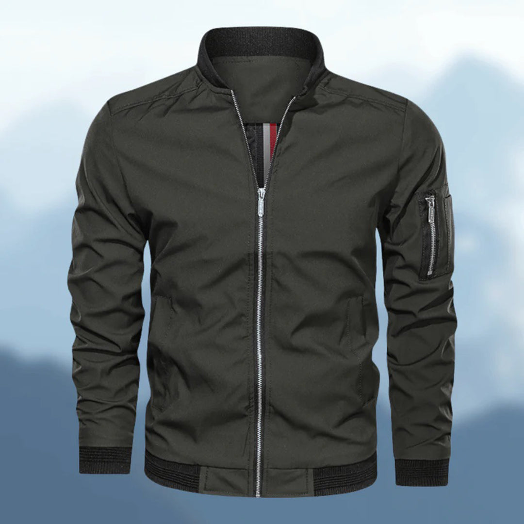 Herrenjacke – winddichte Herbst-Bomberjacke mit Reißverschluss-Grün-M-Chaps Herrenmode