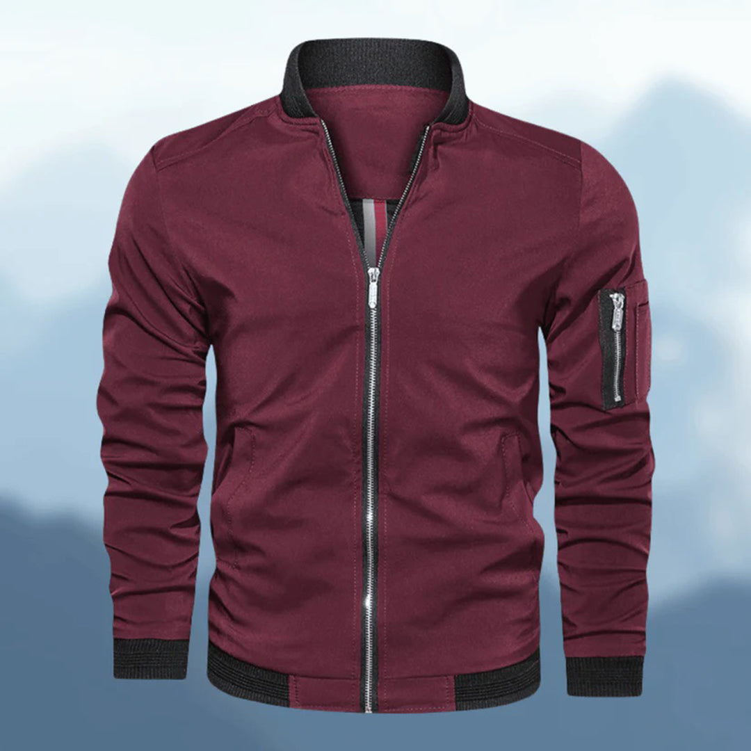 Herrenjacke – winddichte Herbst-Bomberjacke mit Reißverschluss-Rot-M-Chaps Herrenmode