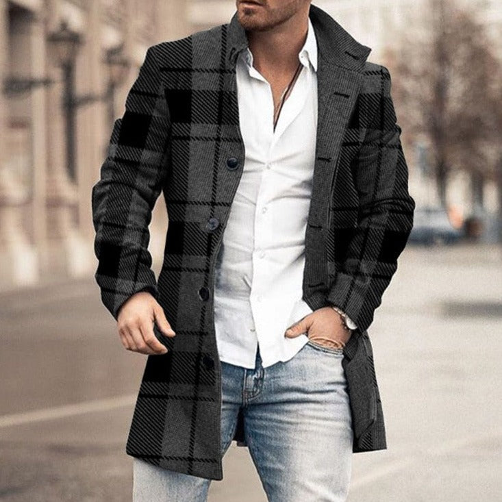 Herrenmantel - Einreihig - Winddicht - Herbstjacke - Winterjacke-Schwarz-S-Chaps Herrenmode