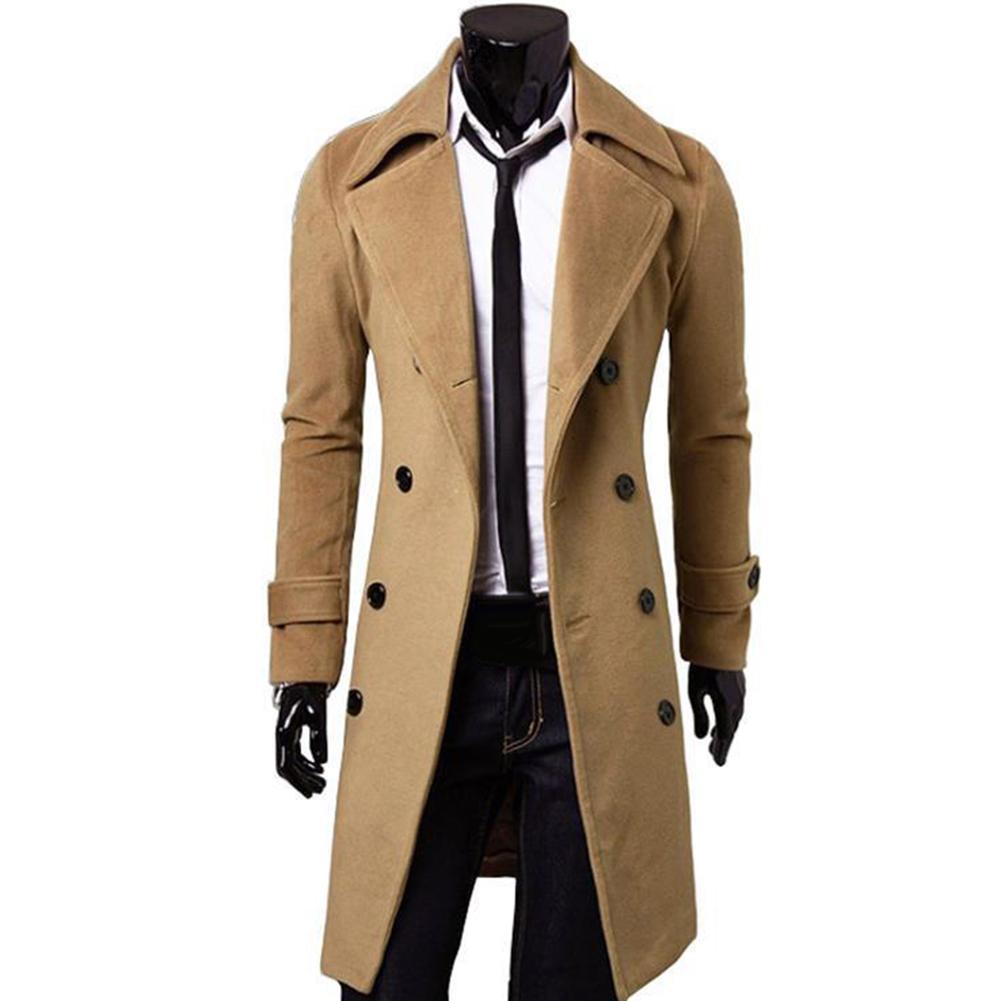 Herrenmantel - Zweireiher - Umlegekragen - Herbstjacke - Trenchcoat-Beige-M-Chaps Herrenmode