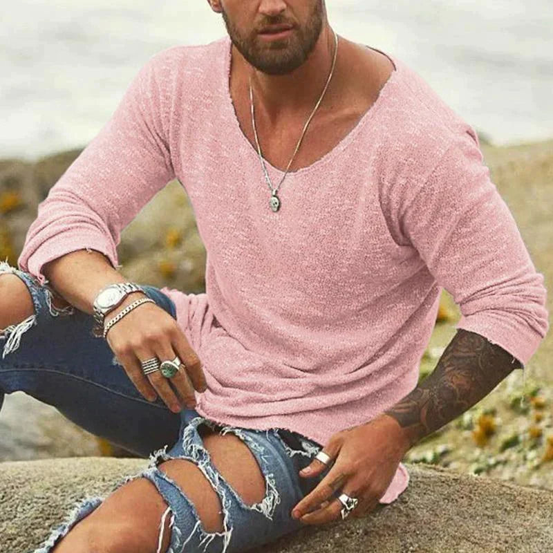 Herrenpullover | Loose Fit | Langarm | Sommerhemd | Herrenhemd-Rosa-XS-Chaps Herrenmode