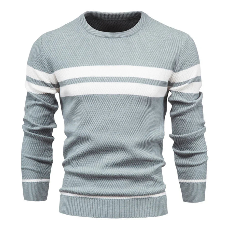 Herrenpullover – Strickpullover mit Rundhalsausschnitt-Blau-S-Chaps Herrenmode