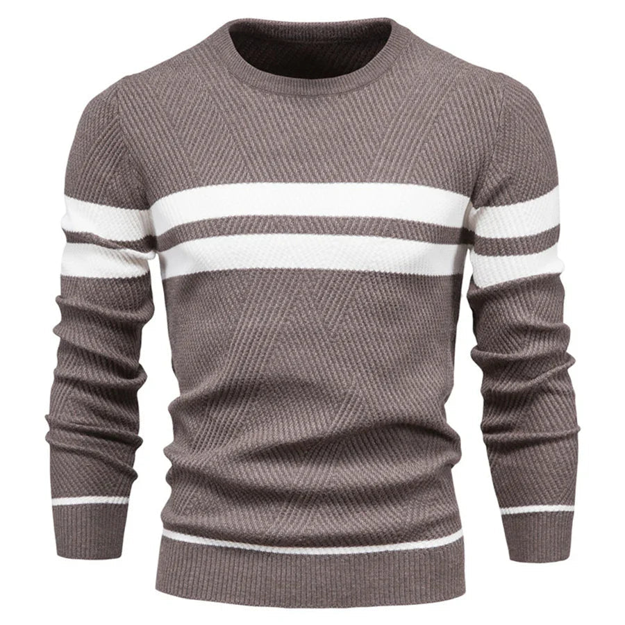 Herrenpullover – Strickpullover mit Rundhalsausschnitt-Braun-S-Chaps Herrenmode