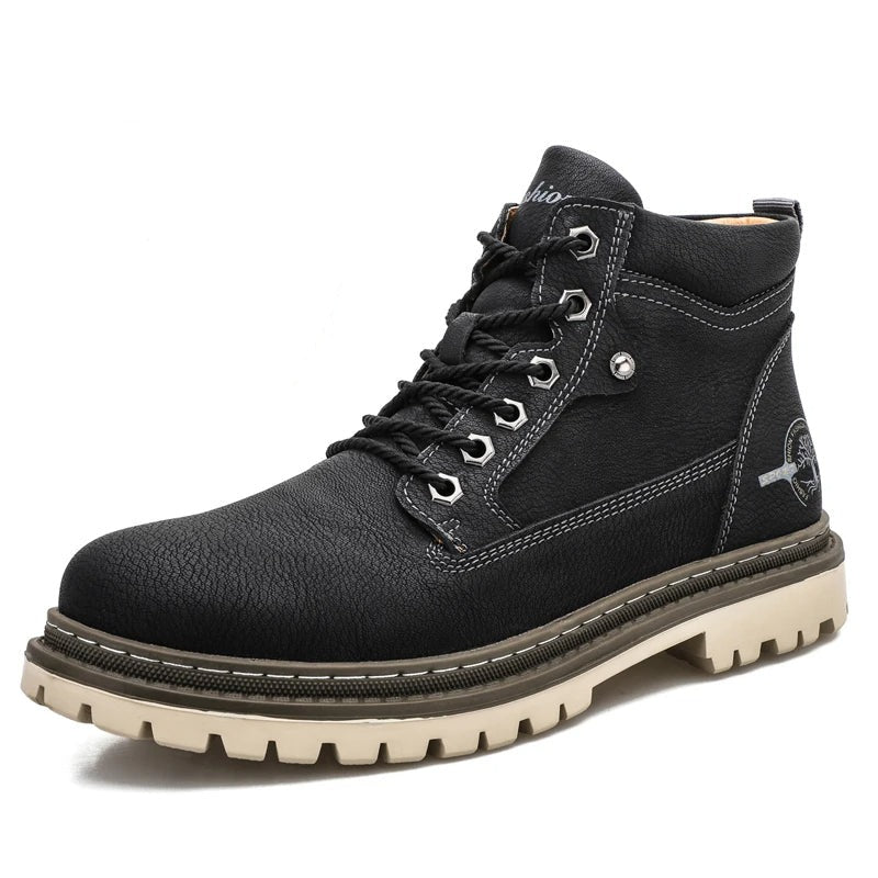 Herrenstiefel | Rutschfest | Schnürstiefel | Stiefeletten | Arbeitsstiefel-Schwarz-38-Chaps Herrenmode