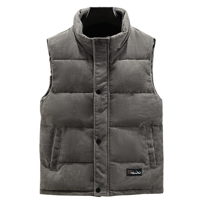 Herrenweste – Cord – Ärmellos – Bodywarmer – Puffer Vest-Grau-S-Chaps Herrenmode