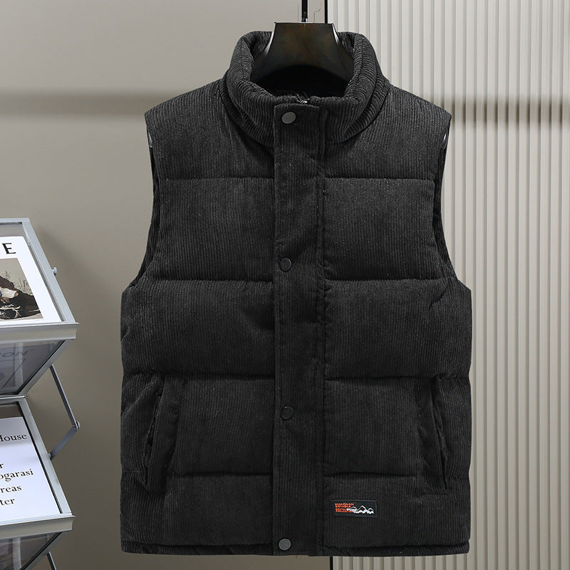 Herrenweste – Cord – Ärmellos – Bodywarmer – Puffer Vest-Schwarz-S-Chaps Herrenmode