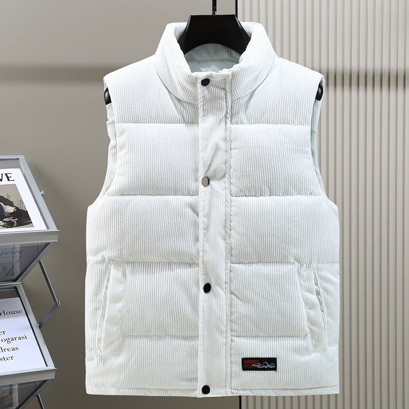 Herrenweste – Cord – Ärmellos – Bodywarmer – Puffer Vest-Weiß-S-Chaps Herrenmode