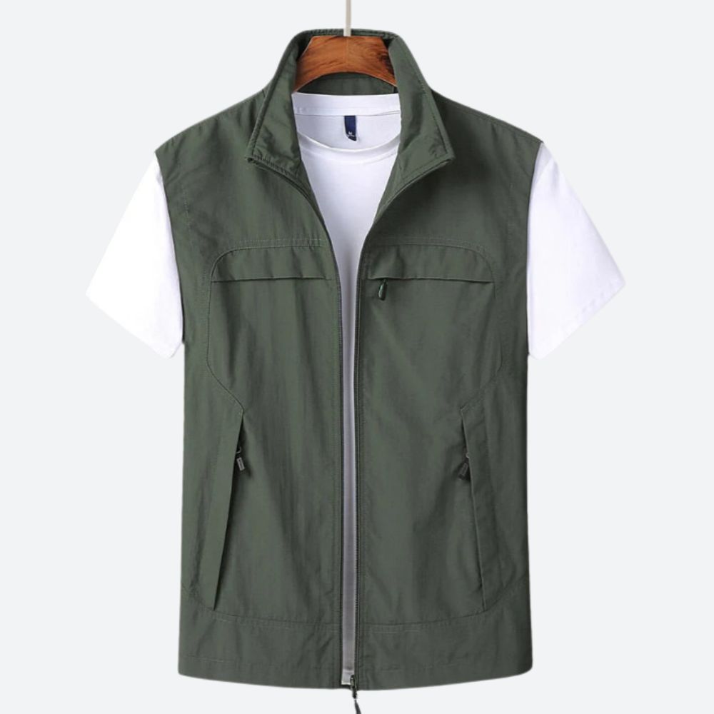Herrenweste - Zip-Up - Leichtgewicht - Ärmellose Weste - Herrenweste-Armeegrün-S-Chaps Herrenmode