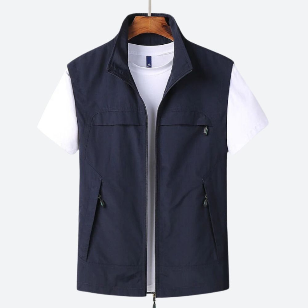 Herrenweste - Zip-Up - Leichtgewicht - Ärmellose Weste - Herrenweste-Blau-S-Chaps Herrenmode