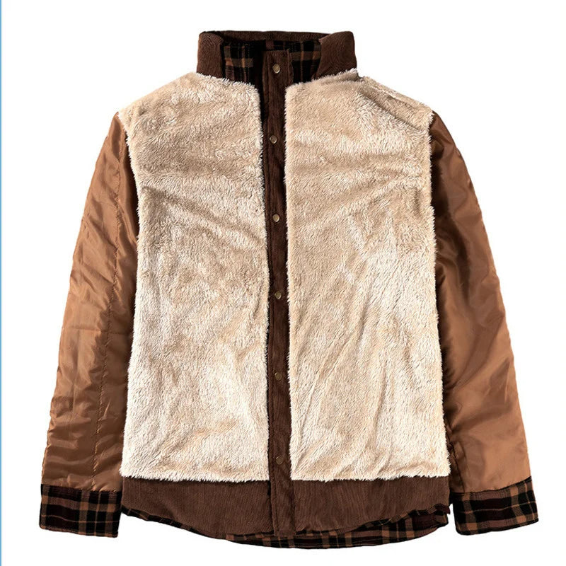 Holzfällerhemd für Herren | Karo | mit Knöpfen | Fleece-Holzfällerjacke | Holzfällerjacke-Chaps Herrenmode